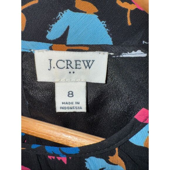 J. Crew Womens Size 8 Crinkle Ruffle Tiered Midi Dress Black Dark Floral Modest - Picture 11 of 11